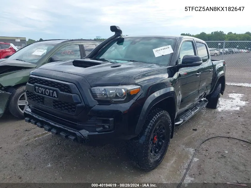 2019 Toyota Tacoma Trd Pro VIN: 5TFCZ5AN8KX182647 Lot: 40194619