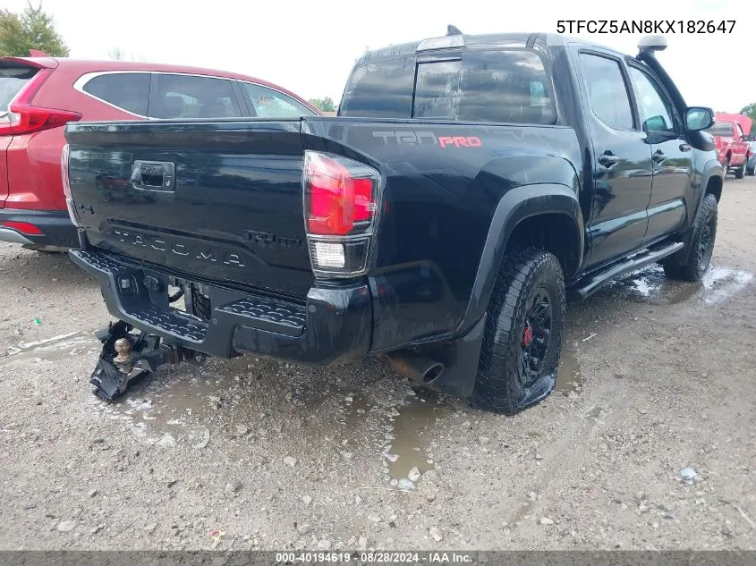 2019 Toyota Tacoma Trd Pro VIN: 5TFCZ5AN8KX182647 Lot: 40194619