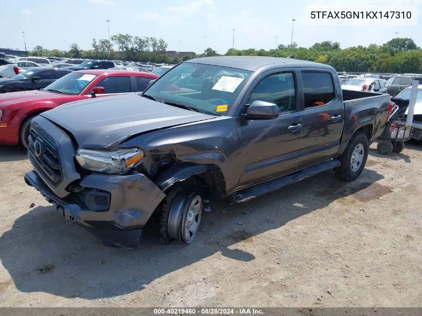 2019 Toyota Tacoma Sr VIN: 5TFAX5GN1KX147310 Lot: 40219460