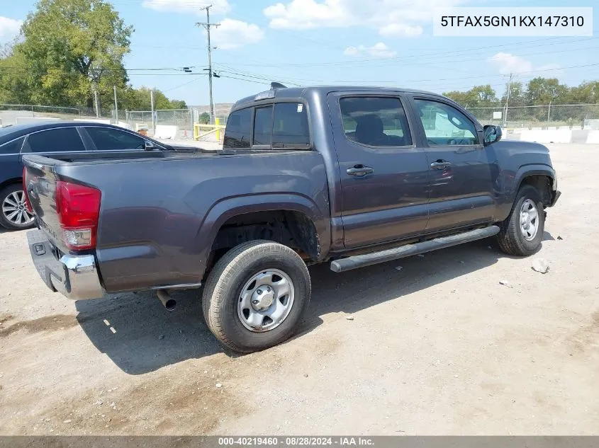 2019 Toyota Tacoma Sr VIN: 5TFAX5GN1KX147310 Lot: 40219460