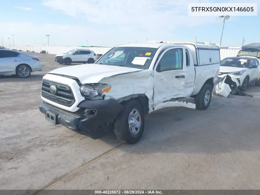 2019 Toyota Tacoma Sr VIN: 5TFRX5GN0KX146605 Lot: 40225872