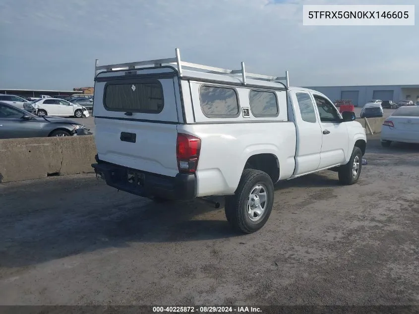 2019 Toyota Tacoma Sr VIN: 5TFRX5GN0KX146605 Lot: 40225872