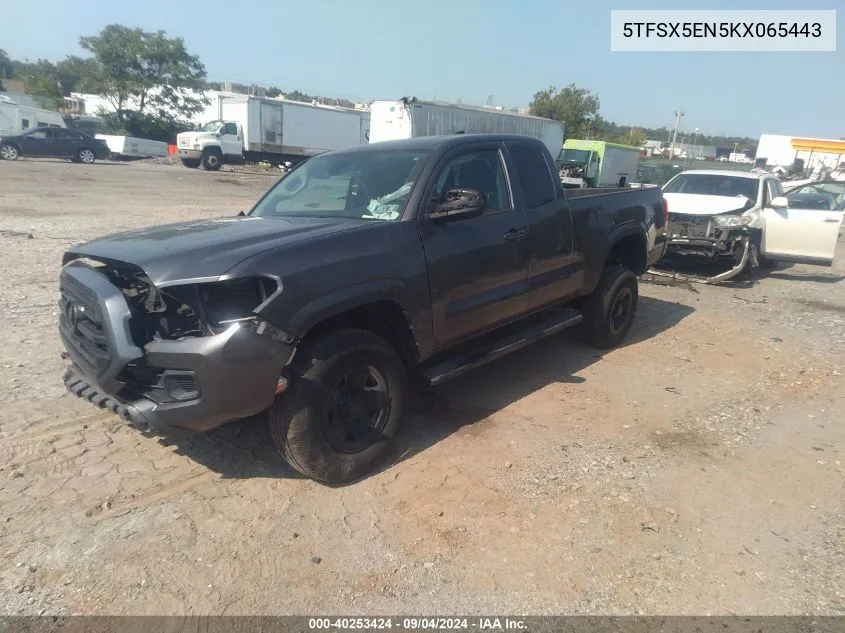 2019 Toyota Tacoma Access Cab/Sr/Sr5 VIN: 5TFSX5EN5KX065443 Lot: 40253424