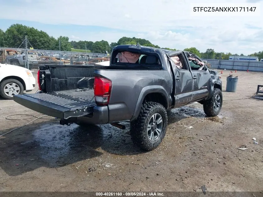 2019 Toyota Tacoma Trd Sport VIN: 5TFCZ5ANXKX171147 Lot: 40261160