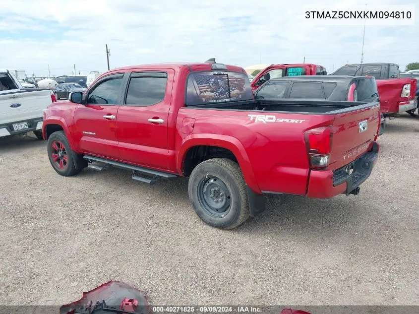 2019 Toyota Tacoma Trd Sport VIN: 3TMAZ5CNXKM094810 Lot: 40271825