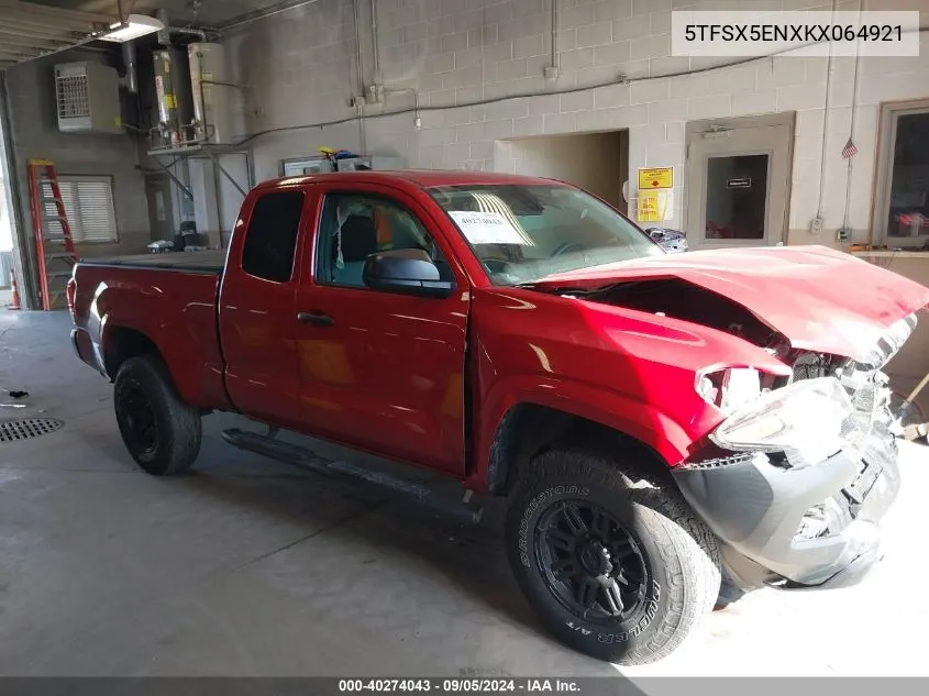 2019 Toyota Tacoma Access Cab/Sr/Sr5 VIN: 5TFSX5ENXKX064921 Lot: 40274043