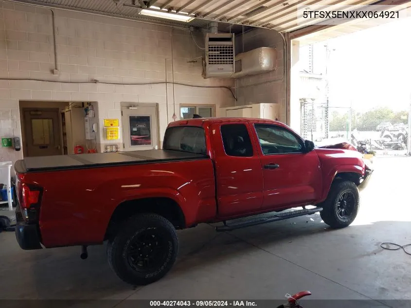 5TFSX5ENXKX064921 2019 Toyota Tacoma Access Cab/Sr/Sr5