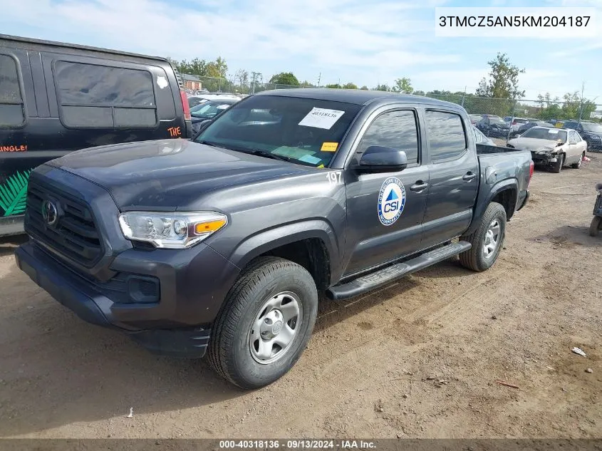 2019 Toyota Tacoma Sr V6 VIN: 3TMCZ5AN5KM204187 Lot: 40318136