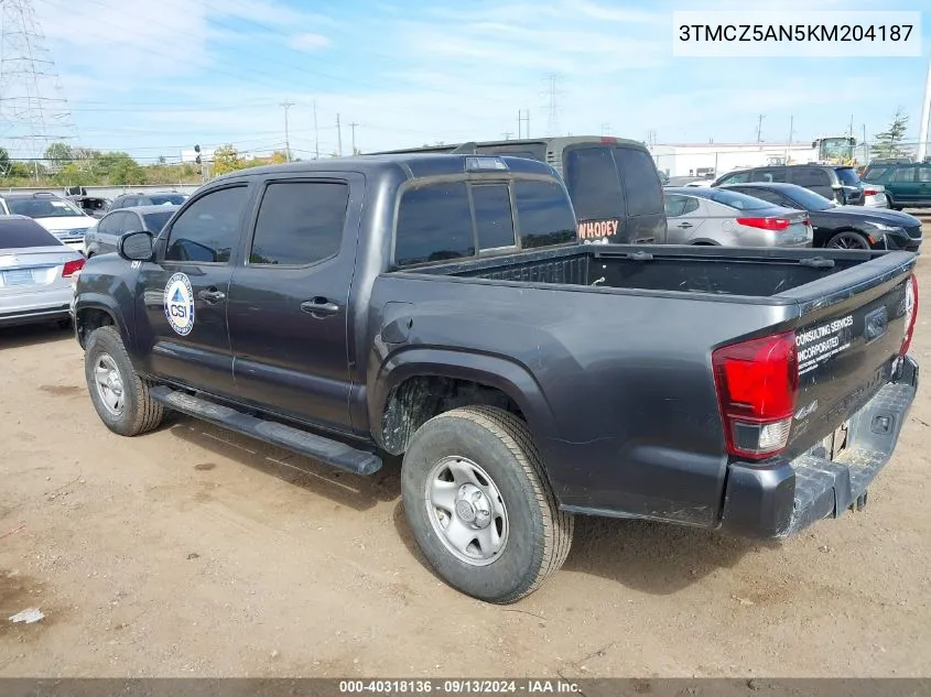 2019 Toyota Tacoma Sr V6 VIN: 3TMCZ5AN5KM204187 Lot: 40318136