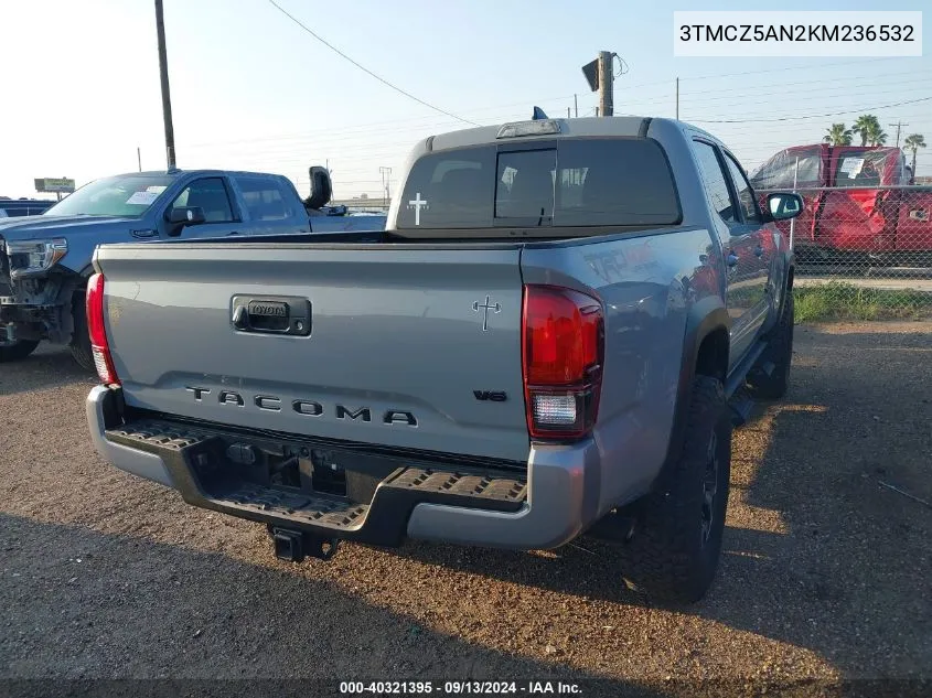 2019 Toyota Tacoma Double Cab/Sr/Sr5/Trd Spo VIN: 3TMCZ5AN2KM236532 Lot: 40321395