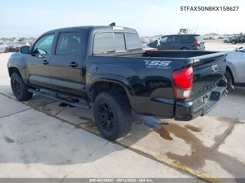 2019 Toyota Tacoma Double Cab/Sr/Sr5 VIN: 5TFAX5GN8KX158627 Lot: 40338897