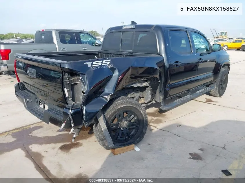 2019 Toyota Tacoma Double Cab/Sr/Sr5 VIN: 5TFAX5GN8KX158627 Lot: 40338897