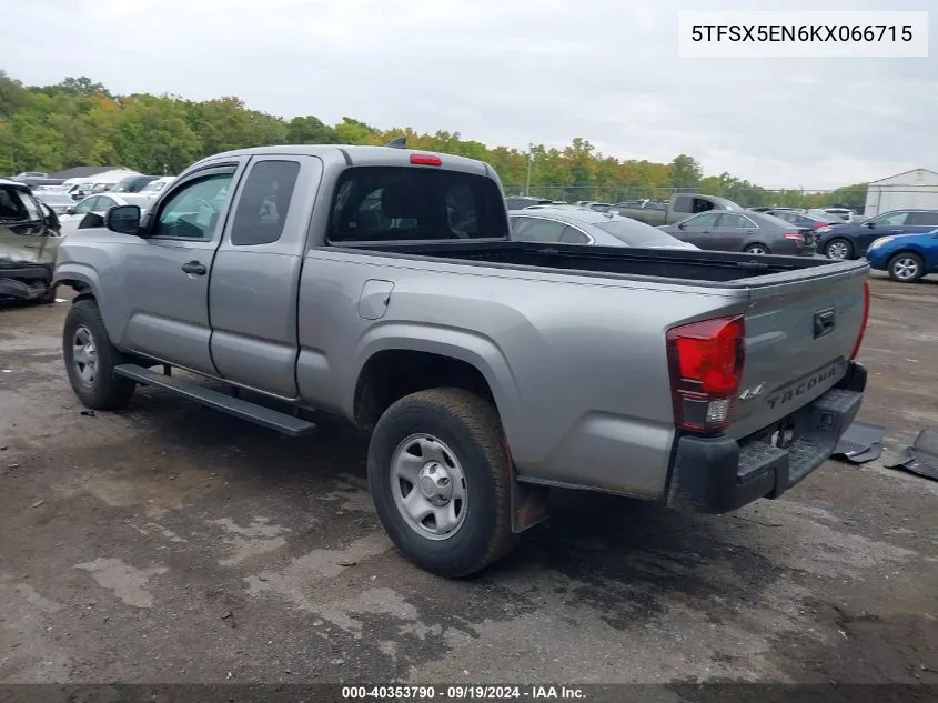 2019 Toyota Tacoma Access Cab/Sr/Sr5 VIN: 5TFSX5EN6KX066715 Lot: 40353790