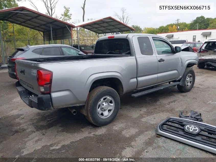 2019 Toyota Tacoma Access Cab/Sr/Sr5 VIN: 5TFSX5EN6KX066715 Lot: 40353790