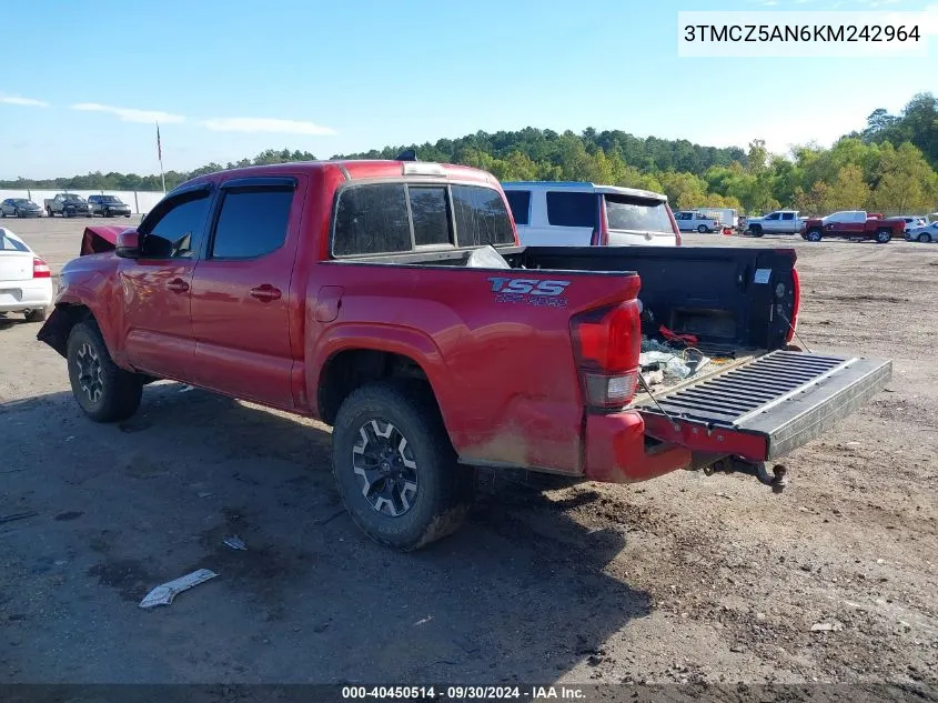 2019 Toyota Tacoma Sr V6 VIN: 3TMCZ5AN6KM242964 Lot: 40450514