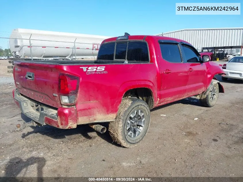 2019 Toyota Tacoma Sr V6 VIN: 3TMCZ5AN6KM242964 Lot: 40450514