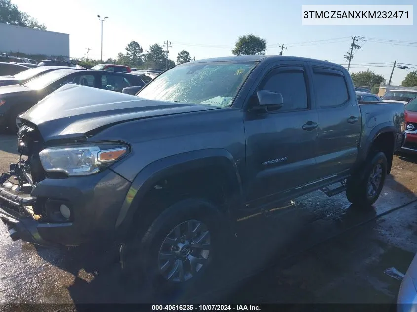 2019 Toyota Tacoma Double Cab/Sr/Sr5/Trd Sport/Trd Off Road/Trd Pro VIN: 3TMCZ5ANXKM232471 Lot: 40516235