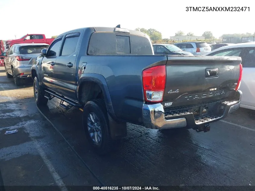 2019 Toyota Tacoma Double Cab/Sr/Sr5/Trd Sport/Trd Off Road/Trd Pro VIN: 3TMCZ5ANXKM232471 Lot: 40516235