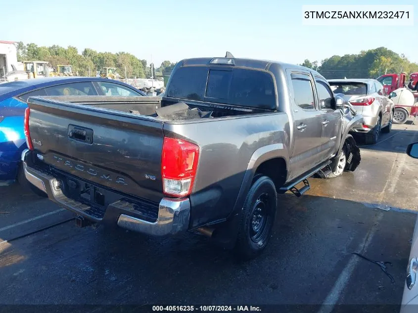 2019 Toyota Tacoma Double Cab/Sr/Sr5/Trd Sport/Trd Off Road/Trd Pro VIN: 3TMCZ5ANXKM232471 Lot: 40516235