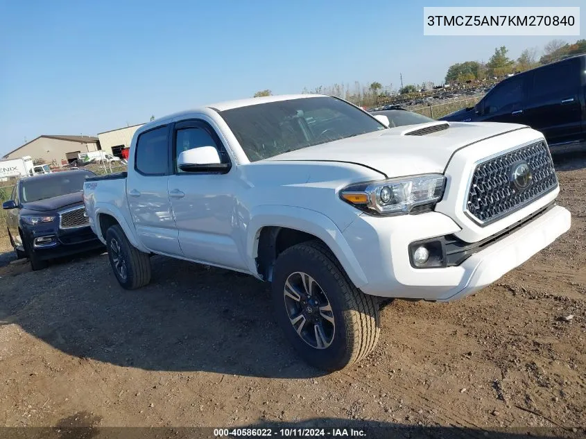 2019 Toyota Tacoma Double Cab/Sr/Sr5/Trd Sport/Trd Off Road/Trd Pro VIN: 3TMCZ5AN7KM270840 Lot: 40586022