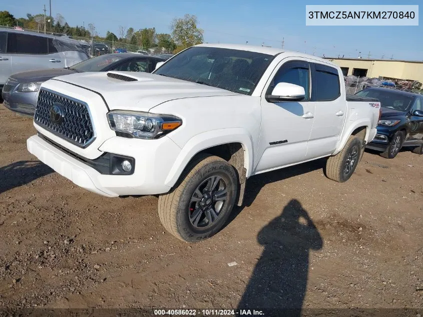 2019 Toyota Tacoma Double Cab/Sr/Sr5/Trd Sport/Trd Off Road/Trd Pro VIN: 3TMCZ5AN7KM270840 Lot: 40586022