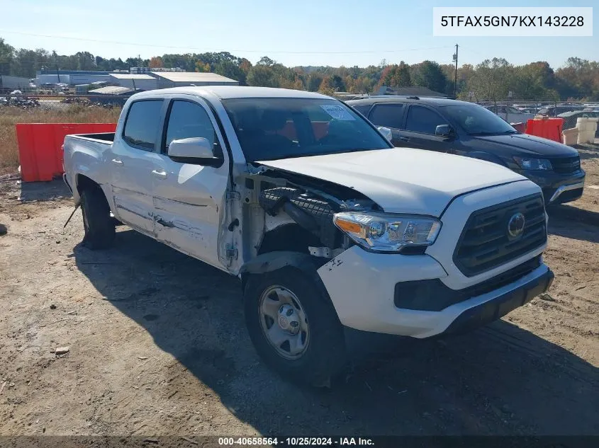 2019 Toyota Tacoma Sr VIN: 5TFAX5GN7KX143228 Lot: 40658564