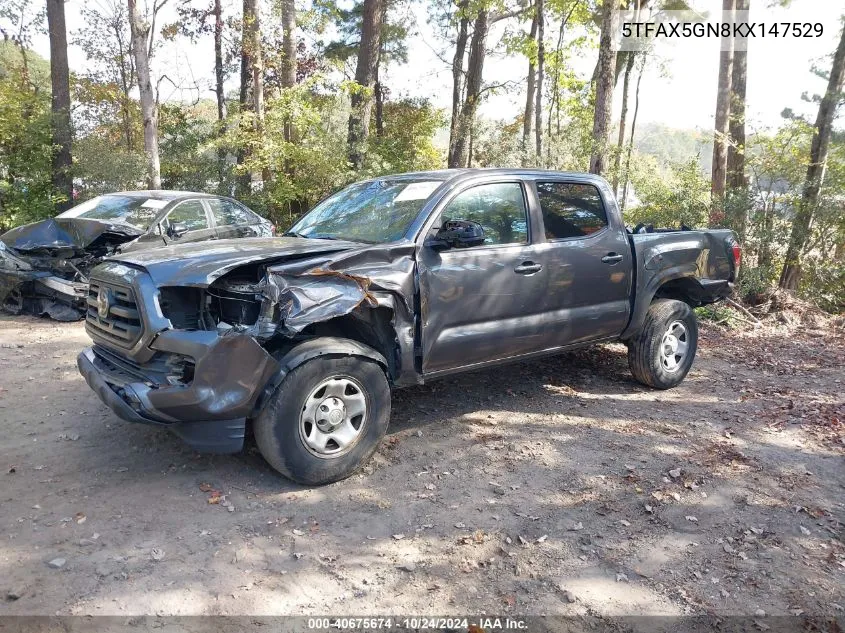 2019 Toyota Tacoma Sr VIN: 5TFAX5GN8KX147529 Lot: 40675674