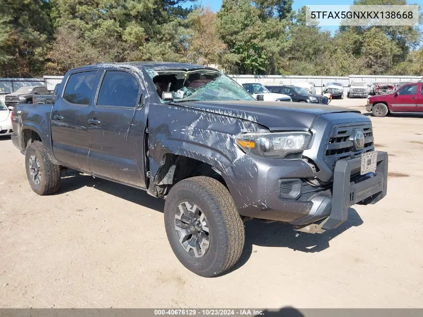 2019 Toyota Tacoma Sr VIN: 5TFAX5GNXKX138668 Lot: 40676129