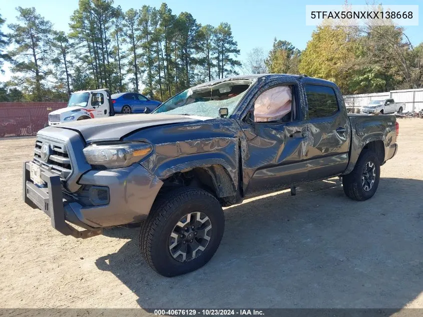 2019 Toyota Tacoma Sr VIN: 5TFAX5GNXKX138668 Lot: 40676129