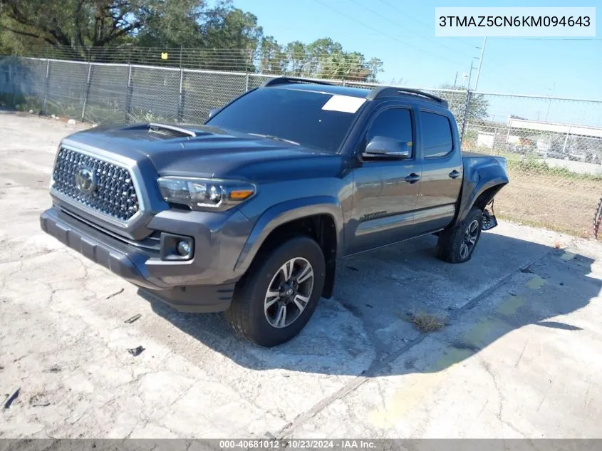 2019 Toyota Tacoma Trd Sport VIN: 3TMAZ5CN6KM094643 Lot: 40681012