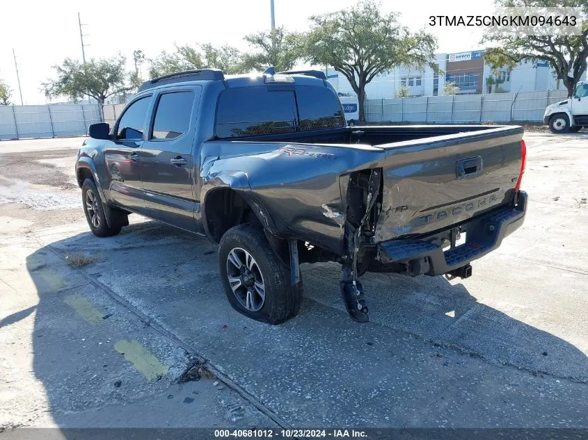 2019 Toyota Tacoma Trd Sport VIN: 3TMAZ5CN6KM094643 Lot: 40681012