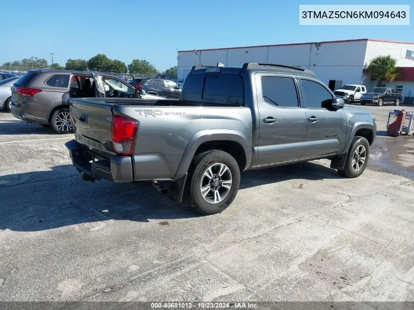 2019 Toyota Tacoma Trd Sport VIN: 3TMAZ5CN6KM094643 Lot: 40681012