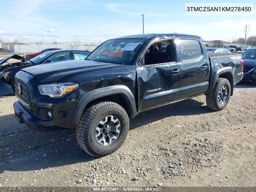 2019 Toyota Tacoma 4Wd Trd Off Road VIN: 3TMCZ5AN1KM278450 Lot: 40707407