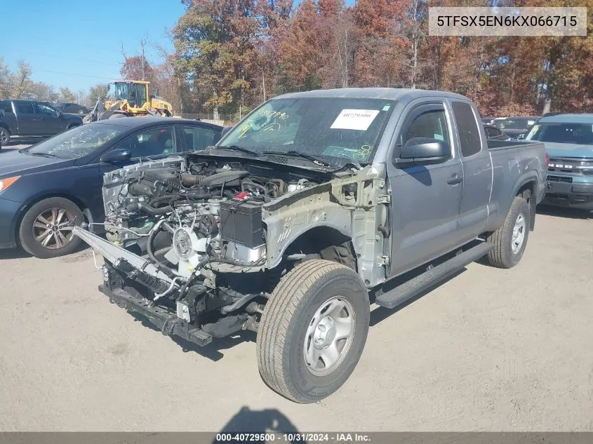 2019 Toyota Tacoma Sr VIN: 5TFSX5EN6KX066715 Lot: 40729500