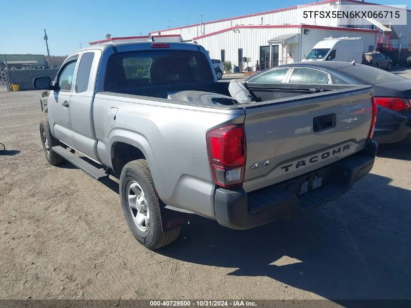 2019 Toyota Tacoma Sr VIN: 5TFSX5EN6KX066715 Lot: 40729500