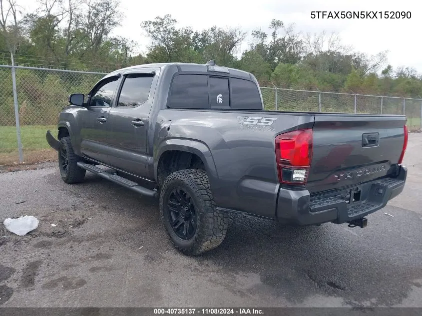 2019 Toyota Tacoma Sr VIN: 5TFAX5GN5KX152090 Lot: 40735137