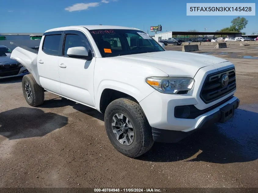 2019 Toyota Tacoma Sr VIN: 5TFAX5GN3KX145428 Lot: 40784948