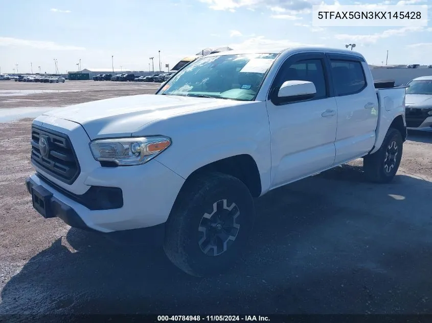 2019 Toyota Tacoma Sr VIN: 5TFAX5GN3KX145428 Lot: 40784948