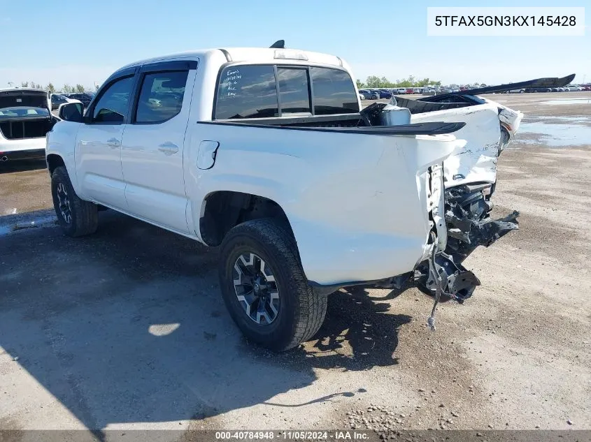 2019 Toyota Tacoma Sr VIN: 5TFAX5GN3KX145428 Lot: 40784948