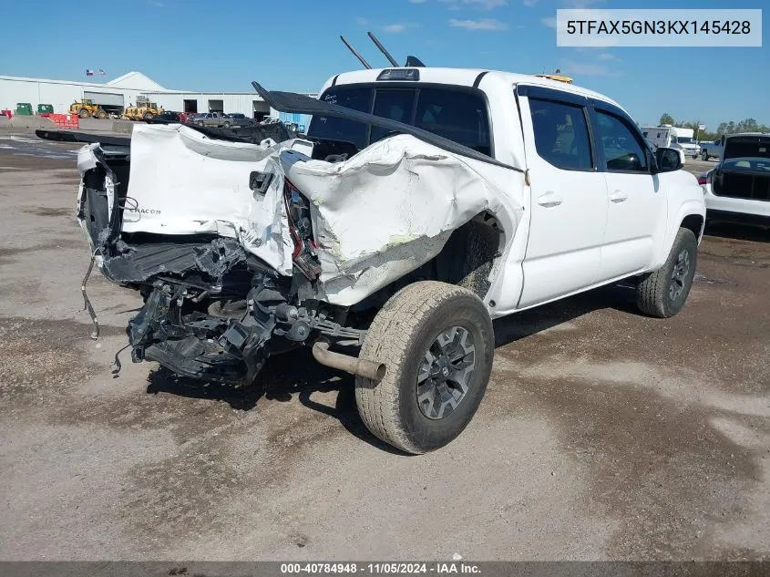 2019 Toyota Tacoma Sr VIN: 5TFAX5GN3KX145428 Lot: 40784948