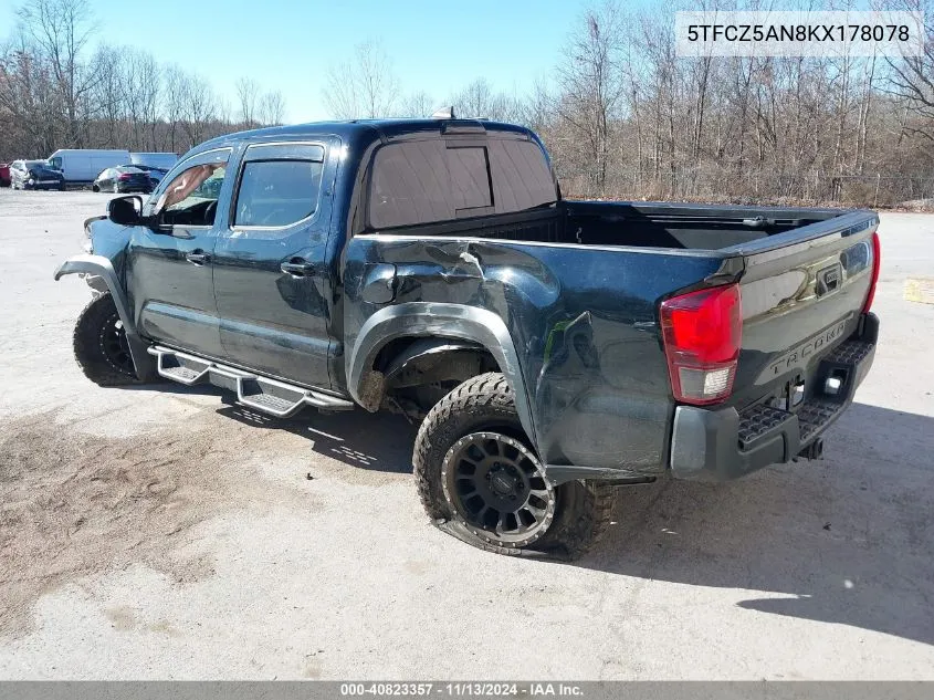 2019 Toyota Tacoma Trd Off Road VIN: 5TFCZ5AN8KX178078 Lot: 40823357