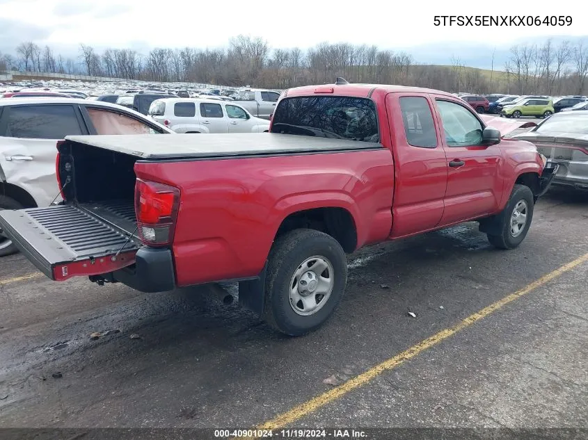 2019 Toyota Tacoma Sr VIN: 5TFSX5ENXKX064059 Lot: 40901024