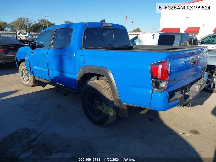 2019 Toyota Tacoma Trd Pro VIN: 5TFCZ5AN0KX199524 Lot: 40913763