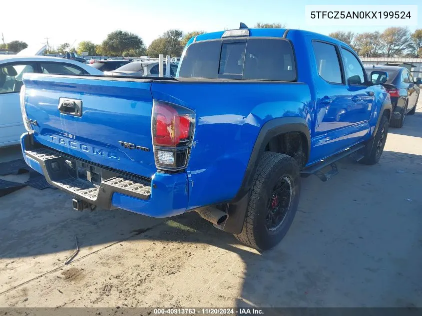 2019 Toyota Tacoma Trd Pro VIN: 5TFCZ5AN0KX199524 Lot: 40913763