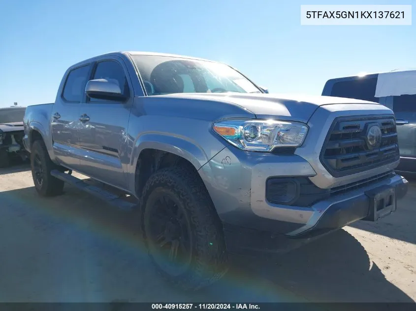 2019 Toyota Tacoma Sr VIN: 5TFAX5GN1KX137621 Lot: 40915257