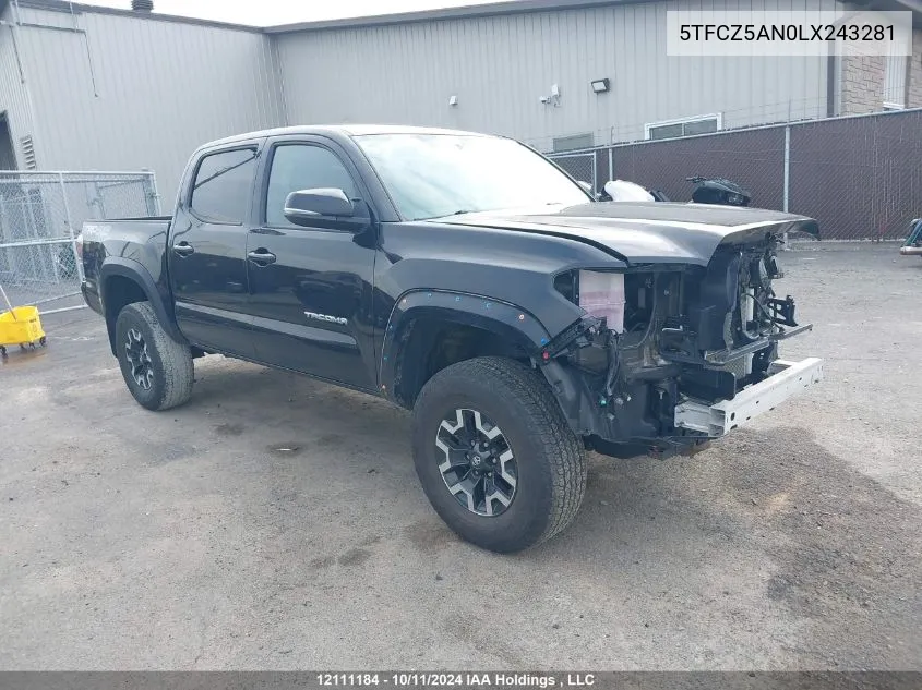 2020 Toyota Tacoma VIN: 5TFCZ5AN0LX243281 Lot: 12111184