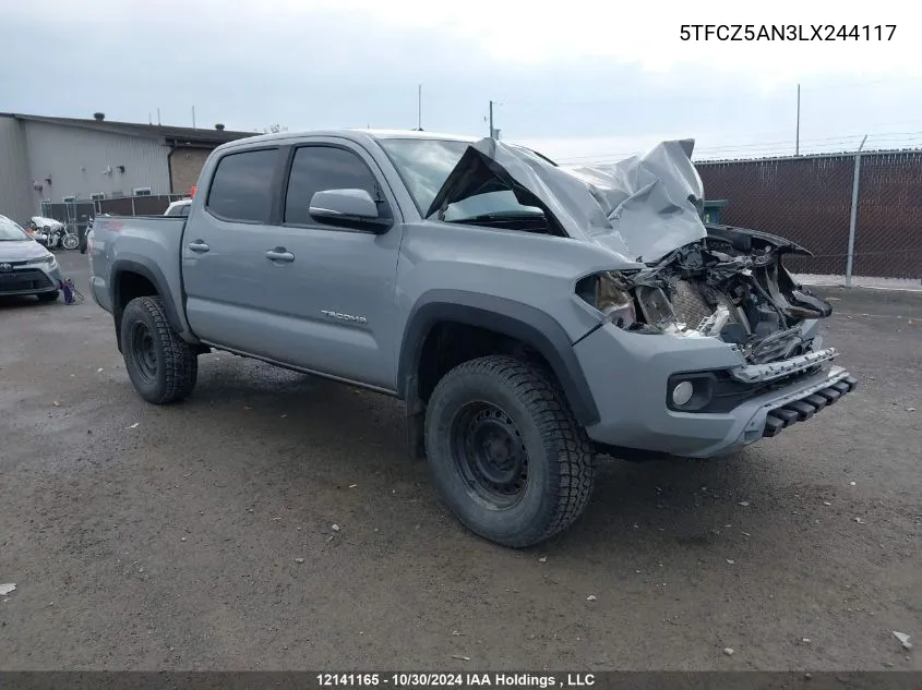 2020 Toyota Tacoma VIN: 5TFCZ5AN3LX244117 Lot: 12141165