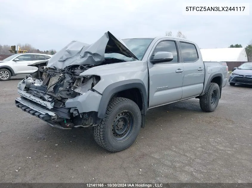 2020 Toyota Tacoma VIN: 5TFCZ5AN3LX244117 Lot: 12141165