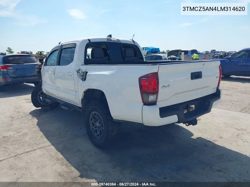 2020 Toyota Tacoma Sr V6 VIN: 3TMCZ5AN4LM314620 Lot: 39740384