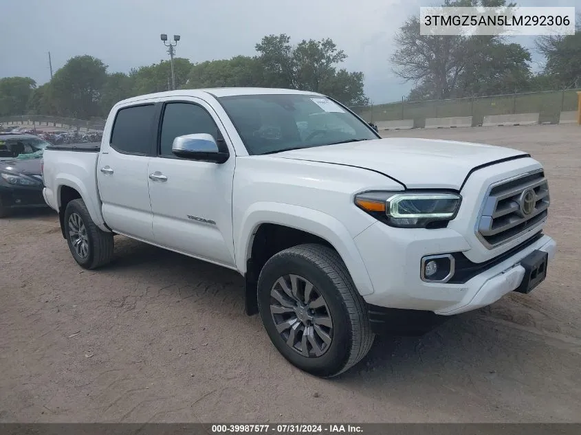 2020 Toyota Tacoma Limited VIN: 3TMGZ5AN5LM292306 Lot: 39987577